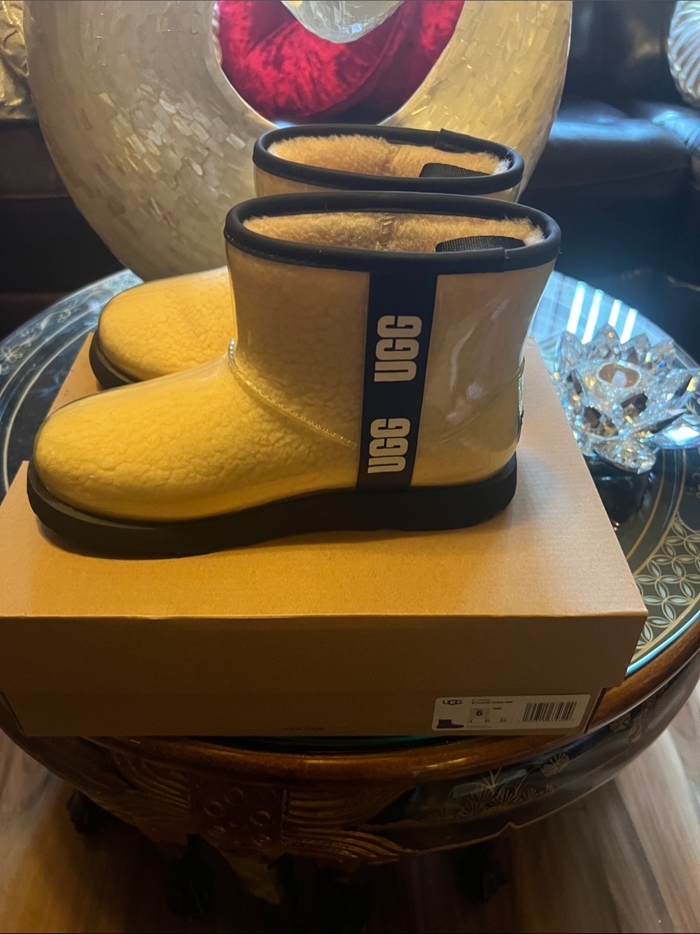 UGG Kids Yellow Shearling-Trim Ankle Boot